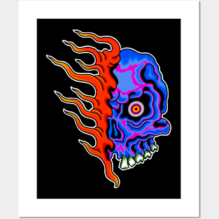 Neon Ghost Skull Posters and Art